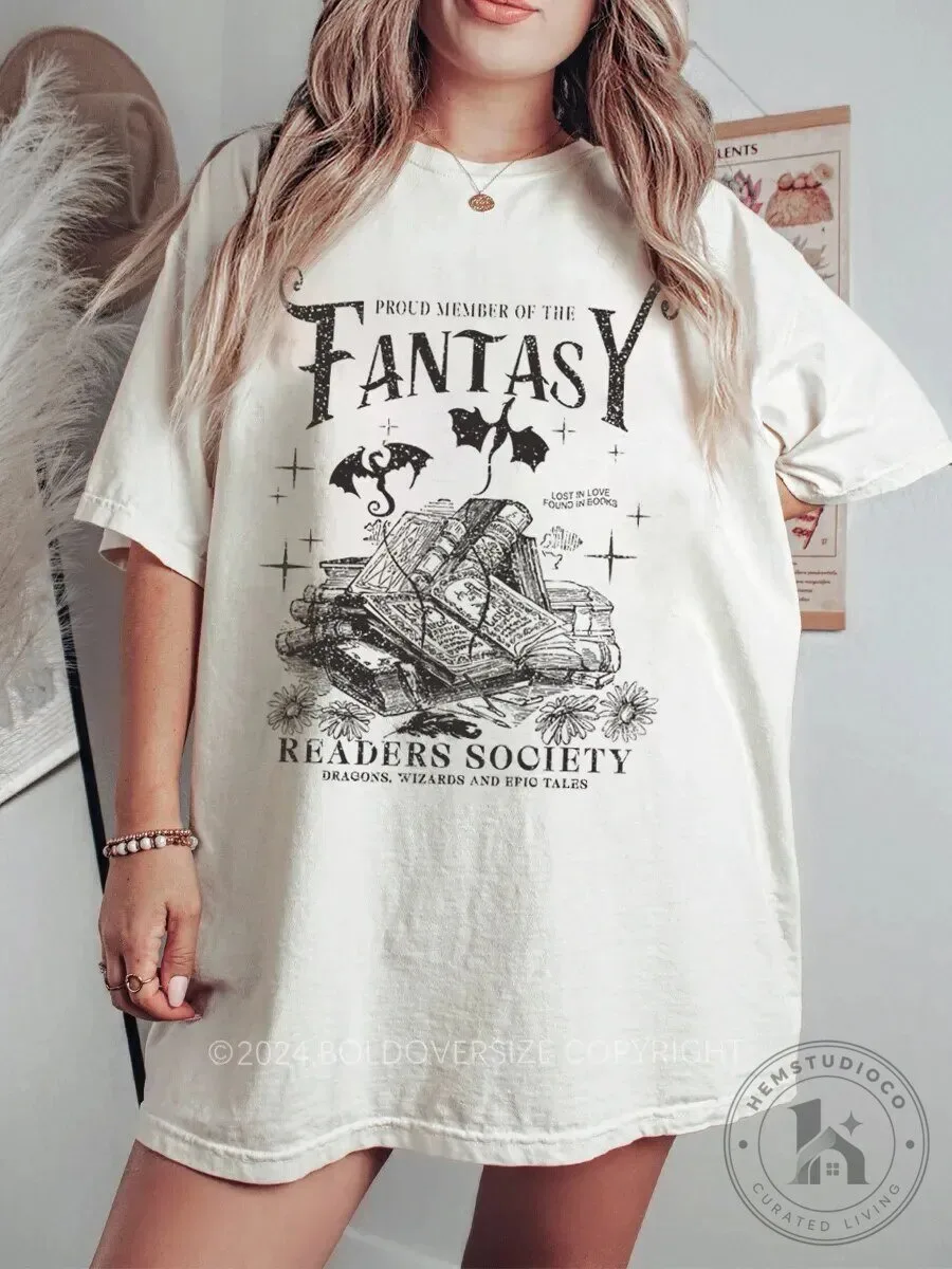 Proud Member of the Fantasy Readers Society Dragons Wizards Epic Tales T-Shirt